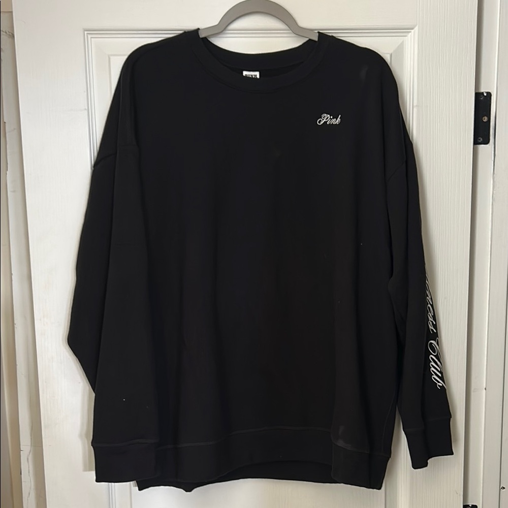 NWT PINK Victoria's Secret Black Crewneck Sweatshirt
